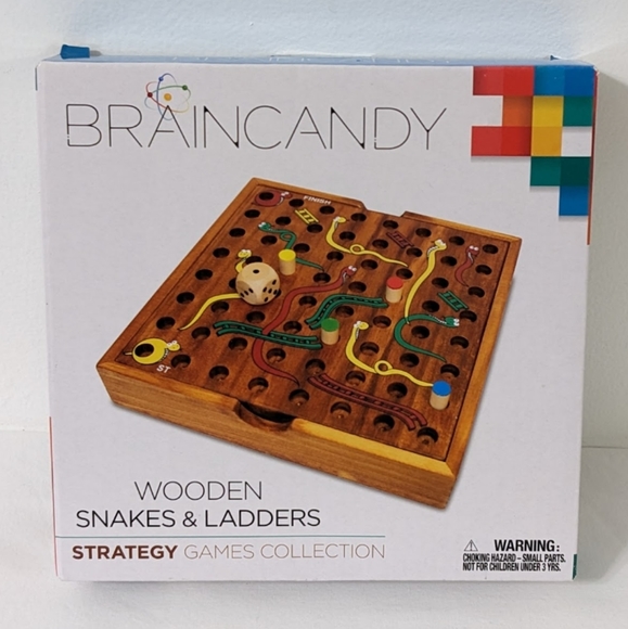 BRAINCANDY Wooden Snakes & Ladders Game, NEW - Picture 1 of 6